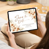 Terracotta Floral Pampas QR Code Huwelijk Save The Date