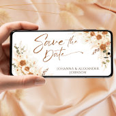 Terracotta Floral Pampas QR Code Huwelijk Save The Date