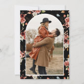 Terracotta Floral Photo Black Wedding Save The Date (Achterkant)