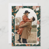 Terracotta Floral Photo Emerald Green Wedding Save The Date (Achterkant)