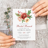 Terracotta Floral Pine Bough Bridal Brunch Uitnodiging Briefkaart