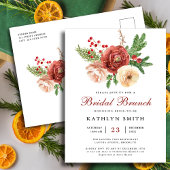 Terracotta Floral Pine Bough Bridal Brunch Uitnodiging Briefkaart