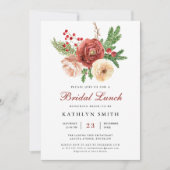 Terracotta Floral Pine Bough Foliage Bridal Lunch Kaart (Voorkant)