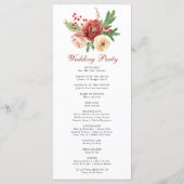 Terracotta Floral Pine Bough Foliage Wedding Programmakaart (Achterkant)