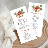 Terracotta Floral Pine Bough Foliage Wedding Programmakaart