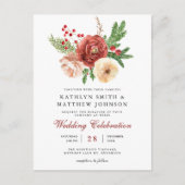 Terracotta Floral Pine Bough Foliage Wedding Uitnodiging Briefkaart (Voorkant)