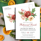 Terracotta Floral Pine Bough repetitielunch Uitnodiging Briefkaart