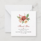 Terracotta Floral Pine Bough Weddenschap Bedankt Notitiekaartje (Voorkant)