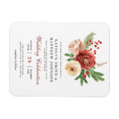 Terracotta Floral Pine Bough Wedding Invitation Magneet (Horizontaal)