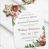 Terracotta Floral Pine Bough Wedding Invitation Magneet