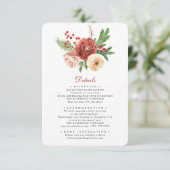 Terracotta Floral Pine Foliage Wedding Details Enc Informatiekaartje (Staand voorkant)
