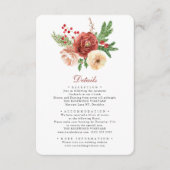 Terracotta Floral Pine Foliage Wedding Details Enc Informatiekaartje (Voorkant)