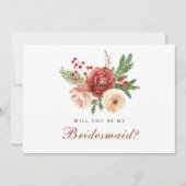 Terracotta Floral Pine, je wordt mijn bruidsmeisje Kaart (Voorkant)