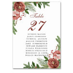Terracotta Floral Ping Bough Wedding Guest Name Kaart<br><div class="desc">Elegant Terracotta Blush Pink White Floral Kerstpine Bough Foliage Winter Wedding Table Number met gastnamen. Alle teksten zijn vooraf geregeld zodat u zich gemakkelijk en snel kunt personaliseren met uw eigen details.</div>