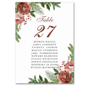 Terracotta Floral Ping Bough Wedding Guest Name Kaart