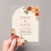 Terracotta Floral Pumpkin Wedding Save the Date Acryl Uitnodigingen (Insitu (Draagbaar))