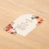 Terracotta Floral Pumpkin Wedding Save the Date Acryl Uitnodigingen (Laagn)
