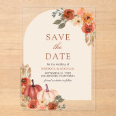 Terracotta Floral Pumpkin Wedding Save the Date Acryl Uitnodigingen (Voorkant)
