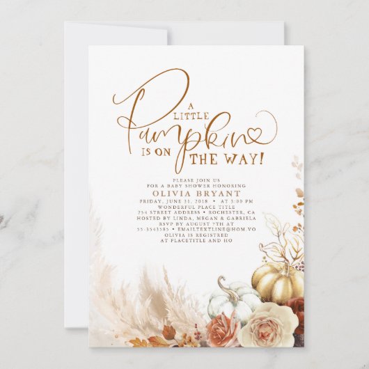 Terracotta Floral Pumpkins Herfst Baby shower Kaart (Voorkant)