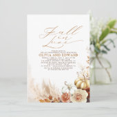 Terracotta Floral Pumpkins Herfst Engagement Party Kaart (Staand voorkant)