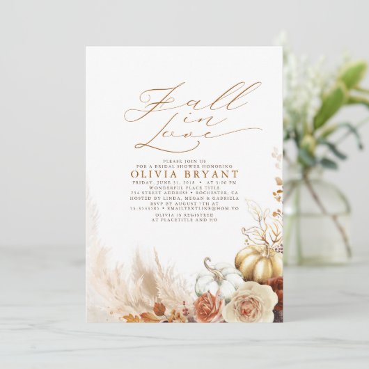 Terracotta Floral Pumpkins Herfst Vrijgezellenfees Kaart (Staand voorkant)