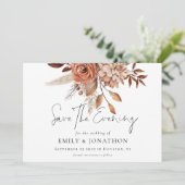 Terracotta Floral QR Bruiloft Save the Evening Dat Save The Date (Staand voorkant)