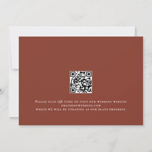 Terracotta Floral QR Bruiloft Save the Evening Dat Save The Date (Achterkant)