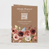 Terracotta Floral QR Code Beige Tan Wedding (Achterkant)