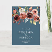 Terracotta Floral QR Code Dusty Blue Wedding (Voorkant)