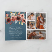 Terracotta Floral QR Code Dusty Blue Wedding (Binnen)