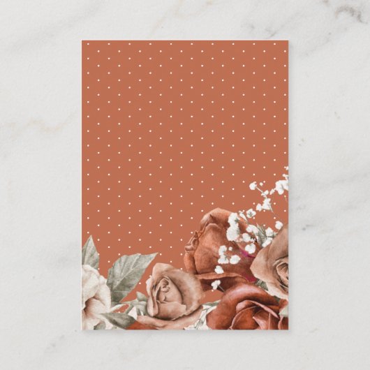 Terracotta Floral QR Code RSVP Weddenschap Website Informatiekaartje (Achterkant)