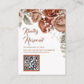 Terracotta Floral QR Code RSVP Weddenschap Website Informatiekaartje (Voorkant)