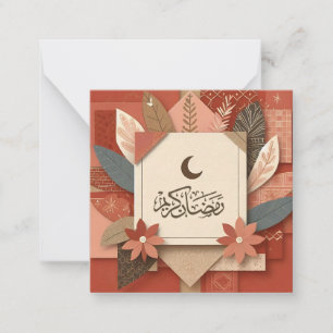 Terracotta Floral Ramadan Mubarak Notitiekaartje