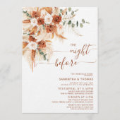 Terracotta floral Rehearsal Dinner Night Before Kaart (Voorkant)