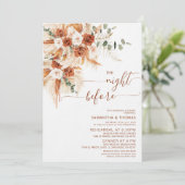 Terracotta floral Rehearsal Dinner Night Before Kaart (Staand voorkant)