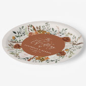 Terracotta floral rustic elegant modern huwelijk papieren bordje (Gekanteld)