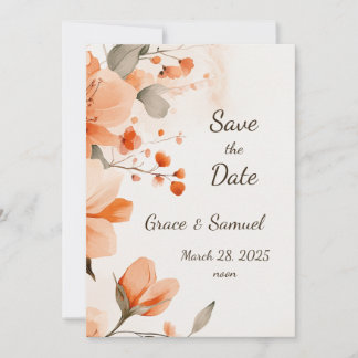 Terracotta Floral Save the Date Kaart