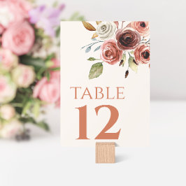 Terracotta Floral Table Number Kaart