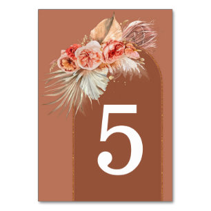 Terracotta Floral Table Number Kaarten