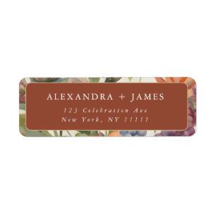 Terracotta Floral Typography Retouradreslabel Etiket