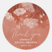 Terracotta Floral Vrijgezellenfeest Dank u Sticker (Voorkant)