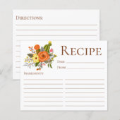 Terracotta Floral Vrijgezellenfeest Recipe Kaart (Voorkant / Achterkant)