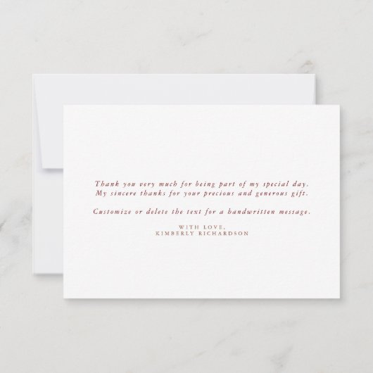 Terracotta Floral Vrijgezellenfeest Small Hartelij Bedankkaart (Achterkant)