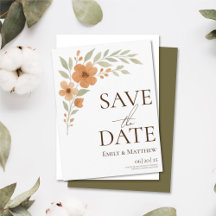Terracotta Floral Watercolor Save The Date