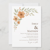 Terracotta Floral Watercolor Wedding Invitation Kaart (Voorkant)