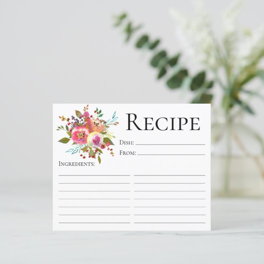 Terracotta Floral Waterverf Shower Recipe Kaart (Staand voorkant)