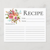 Terracotta Floral Waterverf Shower Recipe Kaart (Voorkant)