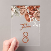 Terracotta Floral Wedding Acrylic Table Number Acryl Uitnodigingen (Insitu (Draagbaar))