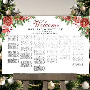 Terracotta Floral Wedding Alfabetical Seating Poster