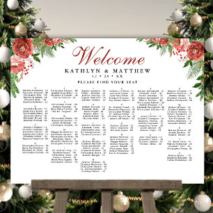 Terracotta Floral Wedding Alfabetical Seating Poster